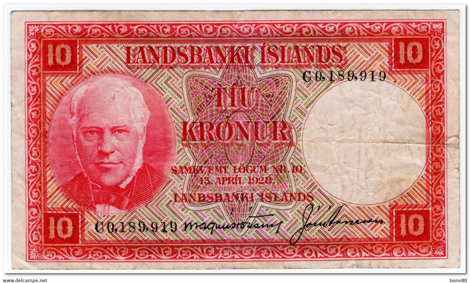 ICELAND,10 KRONUR,1928,P.33B,SIGN8,F+ - Iceland