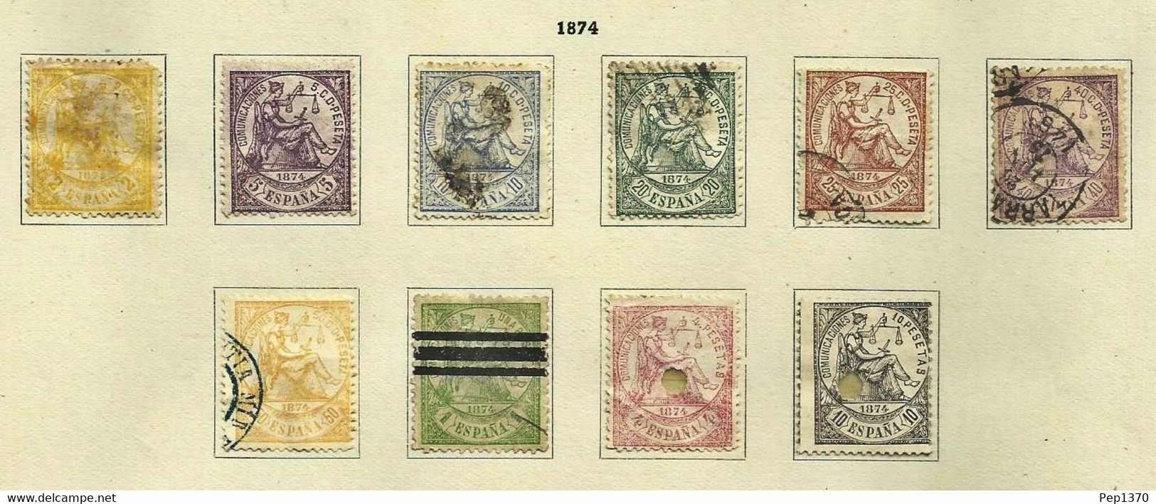 ESPAÑA 1874 - ALEGORIA DE LA JUSTICIA - EDIFIL 143-152 (VER IMAGEN) - Used Stamps