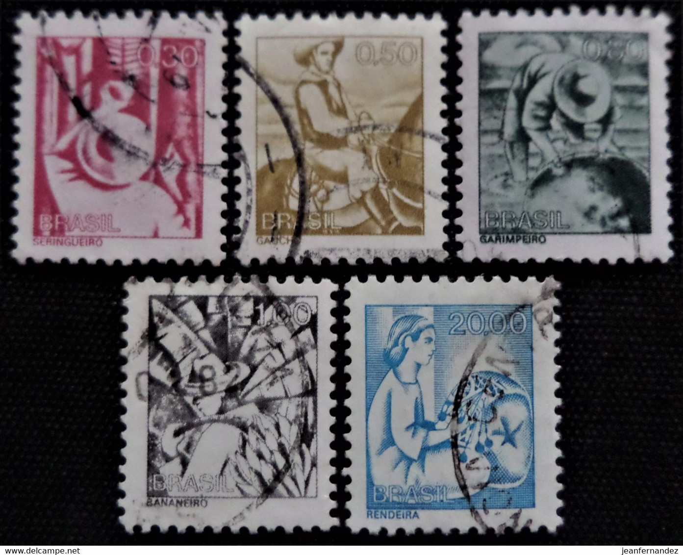 Timbre Du Brésil 1976 Occupations   Stampworld N° 1556 à 1559 Et 1561 - Used Stamps