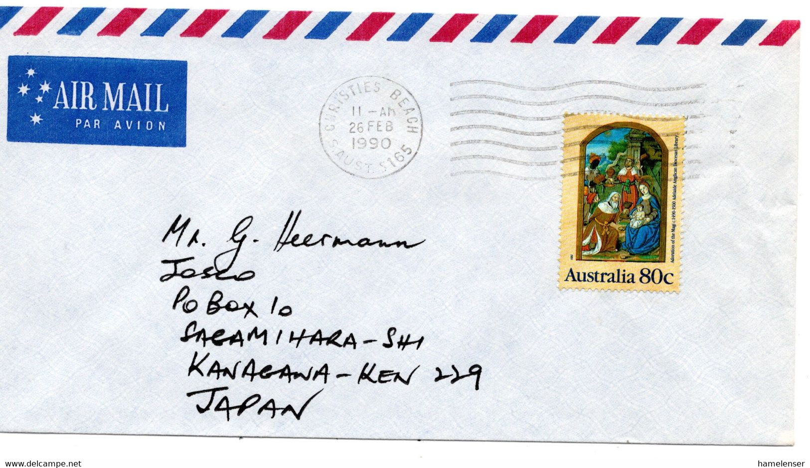 62596 - Australien - 1990 - 80￠ Weihnachten EF A LpBf CHRISTIES BEACH -> Japan - Christianisme