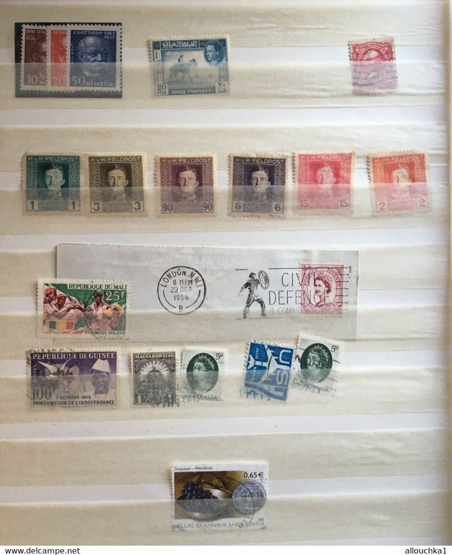 19 Timbres-☛3 Helvetia NSG-☛Iraq-☛-2 USA- Série 6 Stamps * K.u.K Feldpost 1 Timbre Touché-Mali-3 UK-Guinée-Magyar-Grèce - Vrac (max 999 Timbres)