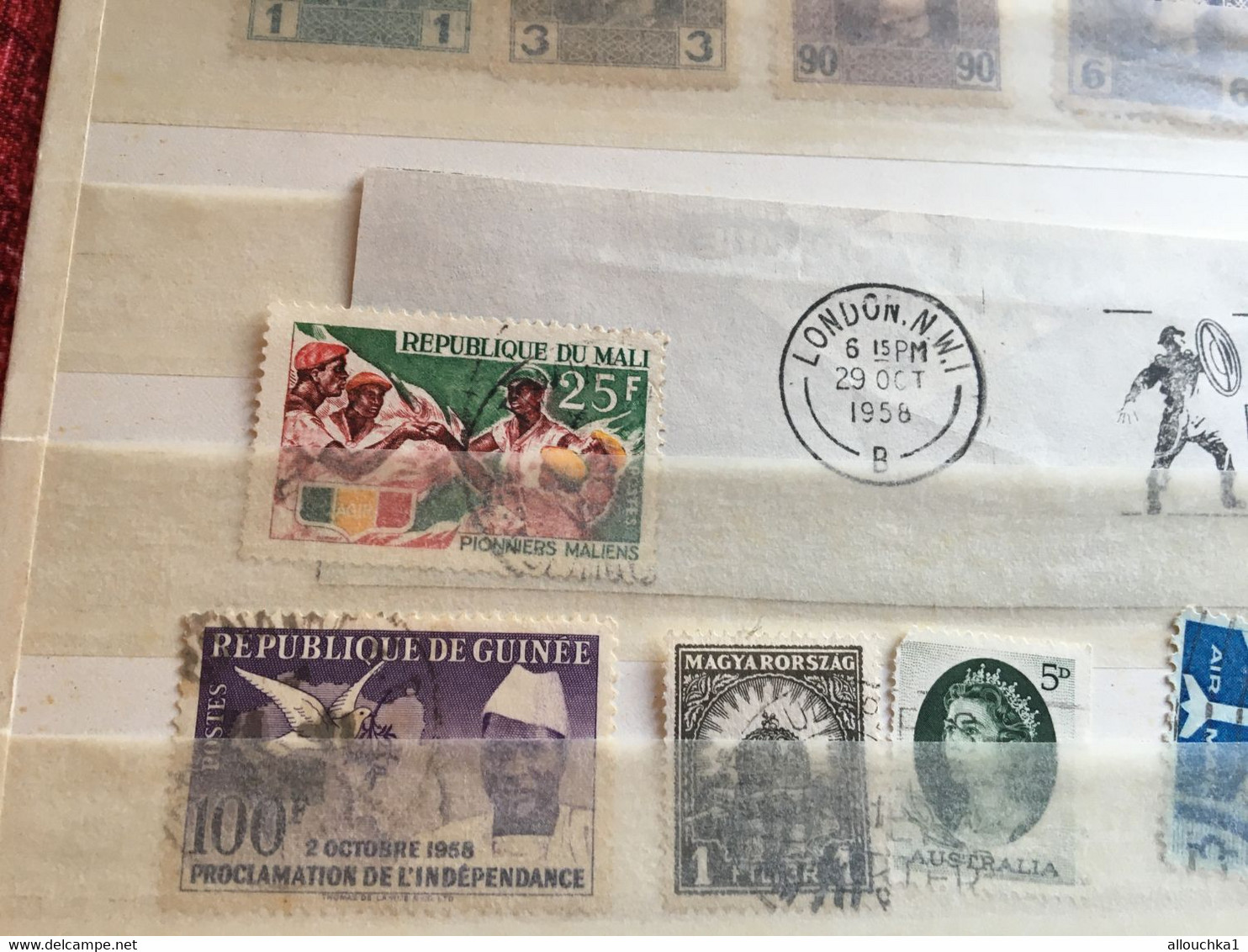 19 Timbres-☛3 Helvetia NSG-☛Iraq-☛-2 USA- série 6 Stamps * K.u.K Feldpost 1 Timbre touché-Mali-3 UK-Guinée-Magyar-Grèce