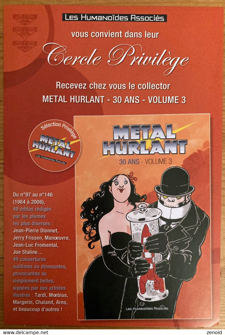 Flyer Metal Hurlant 30 Ans - Cercle Privilège - Ill. Tardi - Métal Hurlant