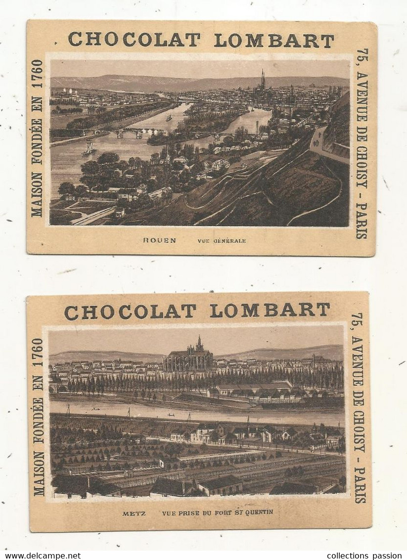 Chromo,  CHOCOLAT LOMBART,  Rouen,  Metz , 2 Scans,  LOT DE 2 CHROMOS - Lombart