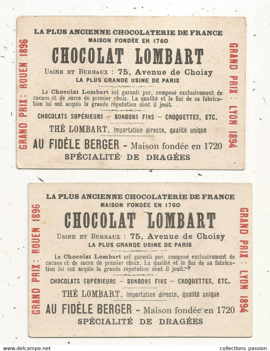 Chromo,  CHOCOLAT LOMBART,  Rouen,  Metz , 2 Scans,  LOT DE 2 CHROMOS - Lombart