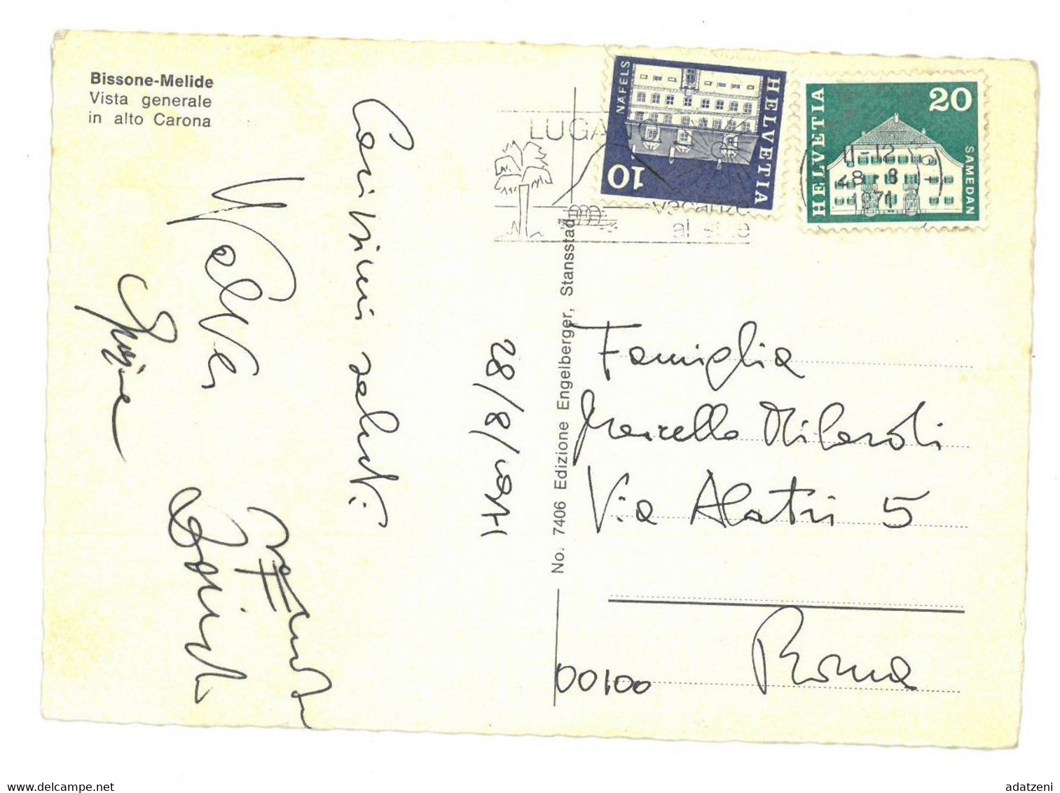 BR1935 Svizzera Bissone Melide Viaggiata 1971 Verso Roma - Bissone