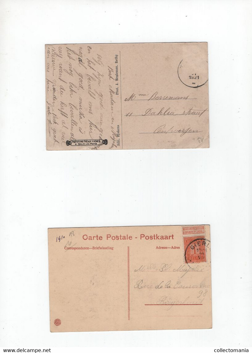 2 Oude Postkaarten Gierle Bij Jeannette Zicht Op Den Hof    Zicht Op De Kerk - Wuustwezel