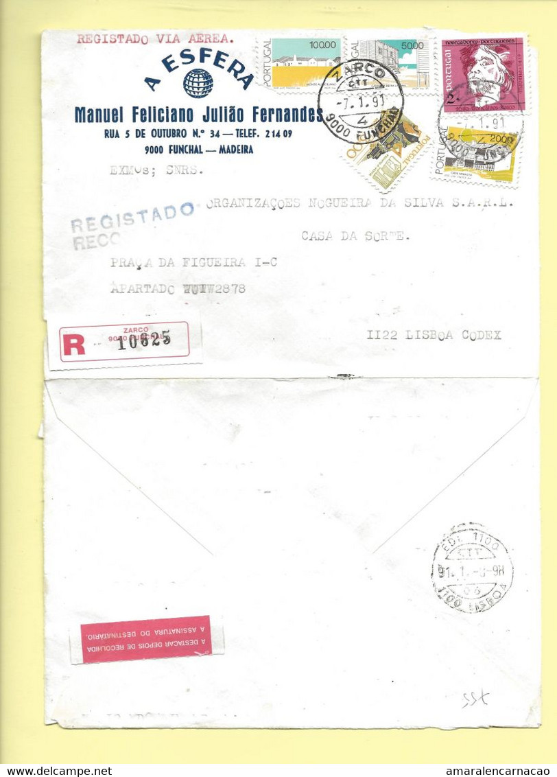 TIMBRES - BRIEFMARKEN - FRANCOBOLLI - SELLOS - STAMPS - LETTRE RECOMMANDÉ - PORTUGAL - TIMBRES NAVEGATEUR ET AUTRES - Covers & Documents