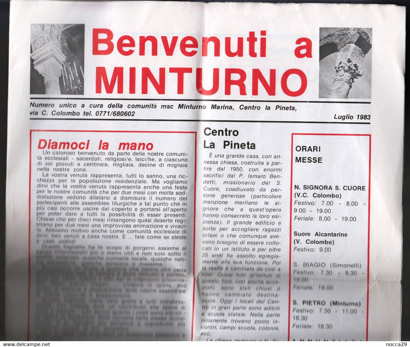 GIORNALE TIPO QUOTIDIANO  " BENVENUTI A MINTURNO " - NUMERO UNICO - LUGLIO 1983 (STAMP231) - First Editions