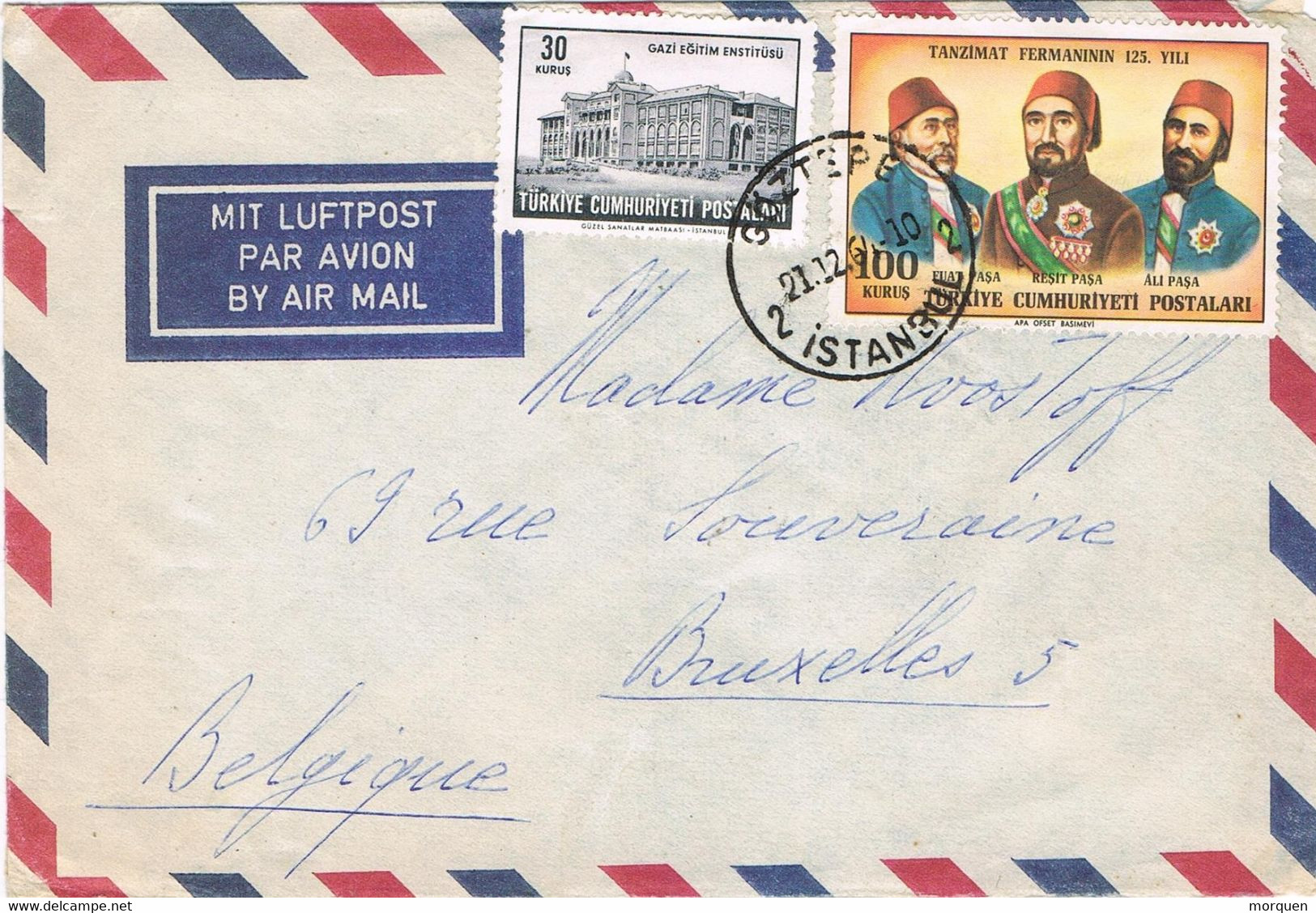 48041. Carta Aerea GOZTEPE (Istanbul) Turquia 1964 To Bruxelles - Cartas & Documentos
