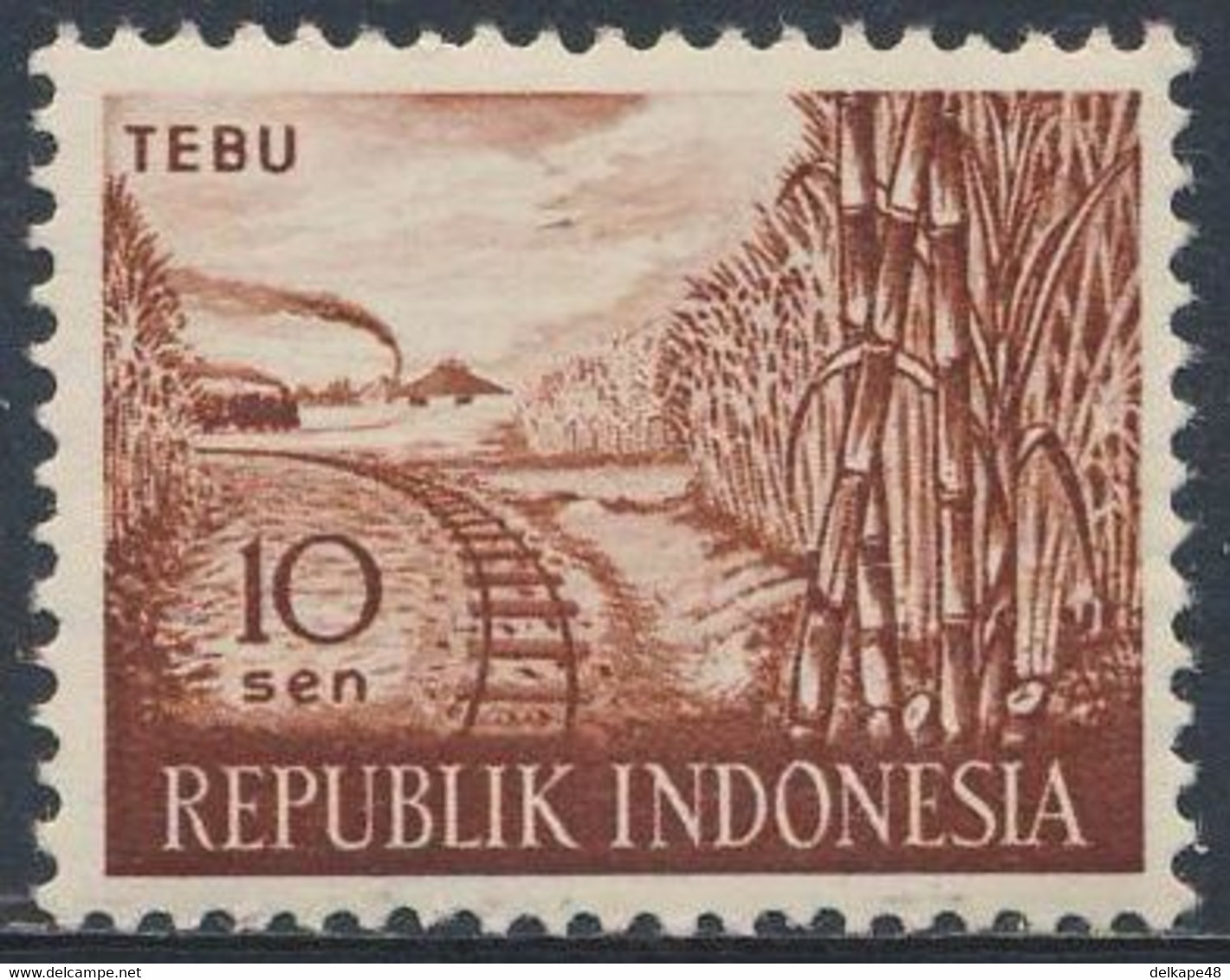 Indonesia Indonesie 1960 Mi 270 Sc 269 SG 831 * MH - Saccharum Officinarum: Sugar Cane + Railway Line / Zuckerrohr - Légumes