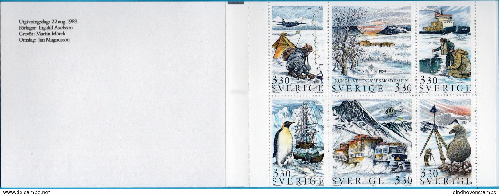 Sweden Sverige 1989 Stamp Booklet Polar Research Cancelled Academy Of Science MNH 89M141 - Onderzoeksprogramma's