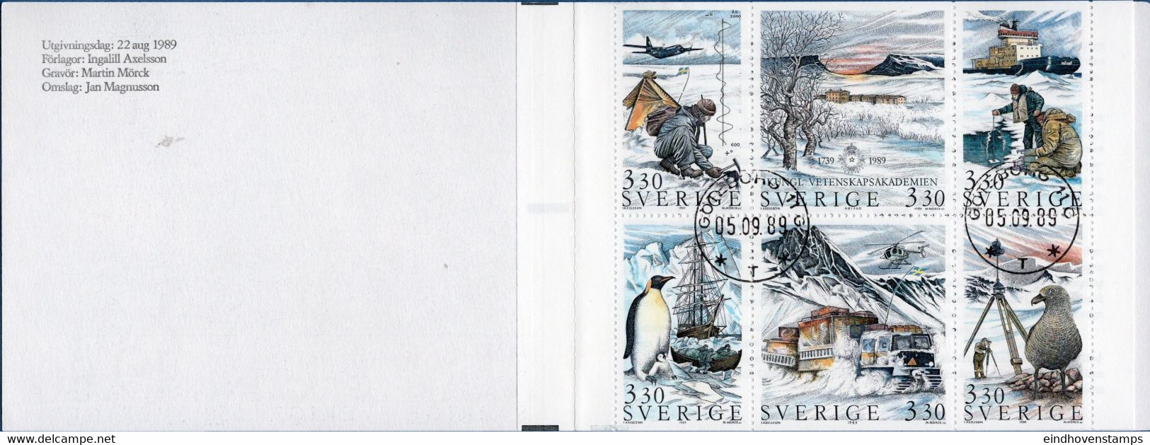 Sweden Sverige 1989 Stamp Booklet  Polar Research Cancelled Academy Of Science 89M141 - Research Programs