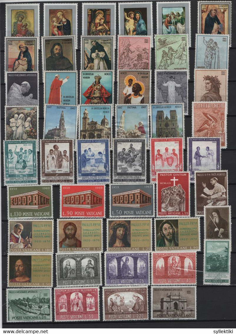 VATICAN COLLECTION OF 120 DIFFERENT MNH STAMP & 8 MINIATURE SHEETS - Collections