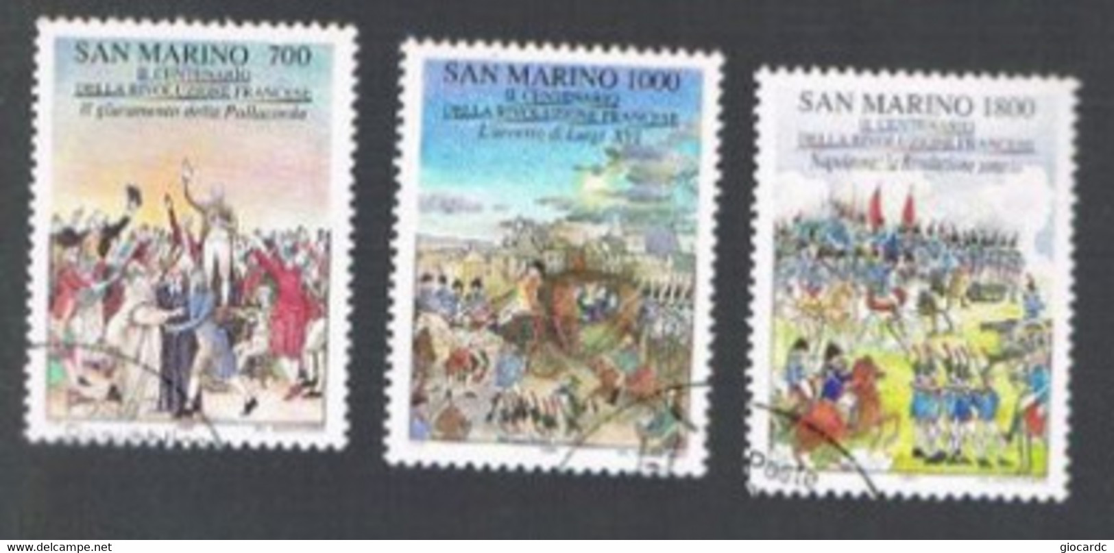 SAN MARINO - UN  1262.1264 - 1989 BICENTENARIO RIVOLUZIONE FRANCESE (COMPLET SET OF 3)   - USED° - Usati