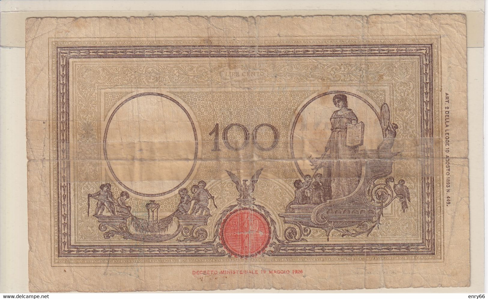 ITALIA 100 LIRE 09-12-1942 CAT. N° 21A - 100 Liras