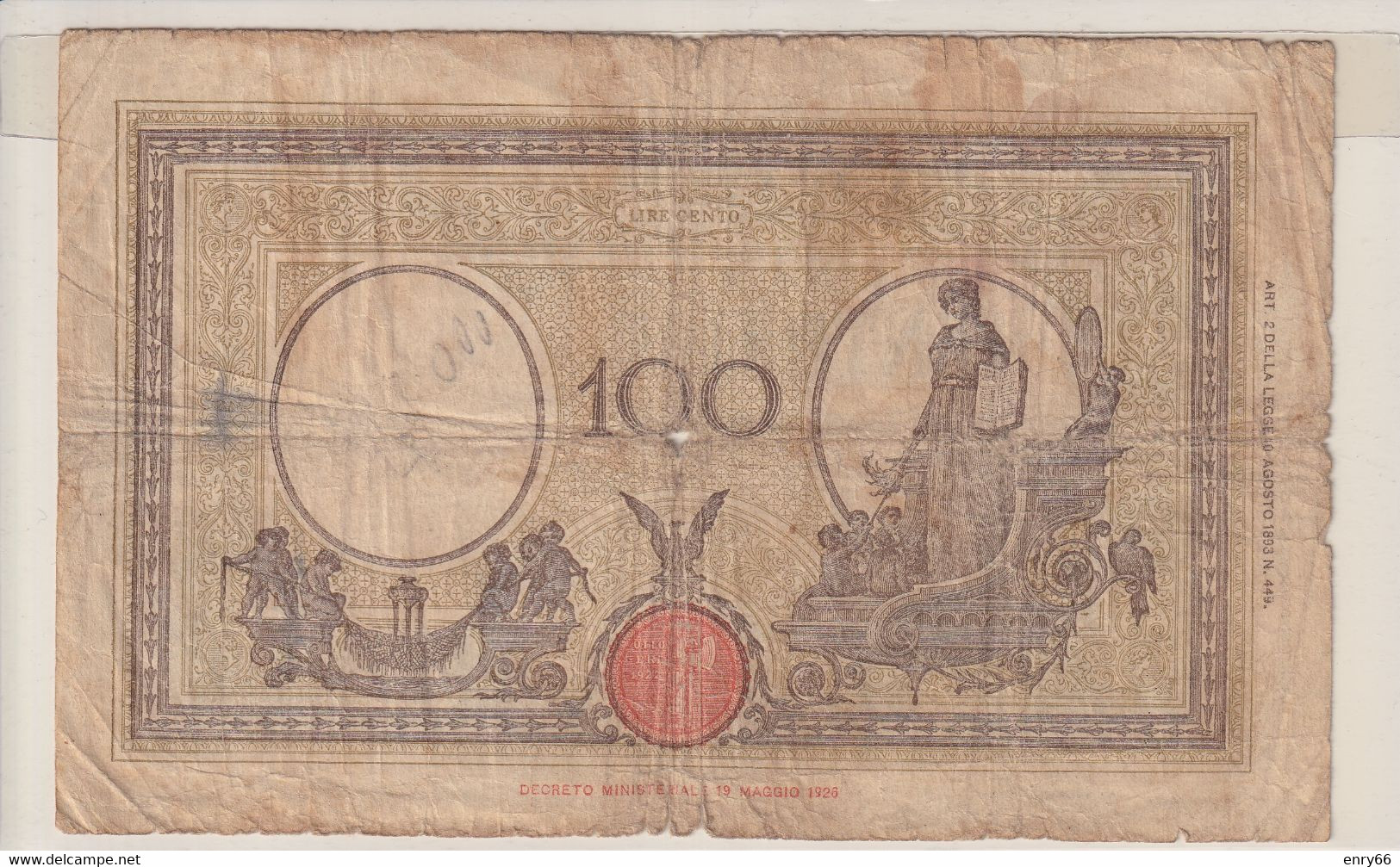 ITALIA 100 LIRE 09-12-1942 CAT. N° 21A - 100 Liras