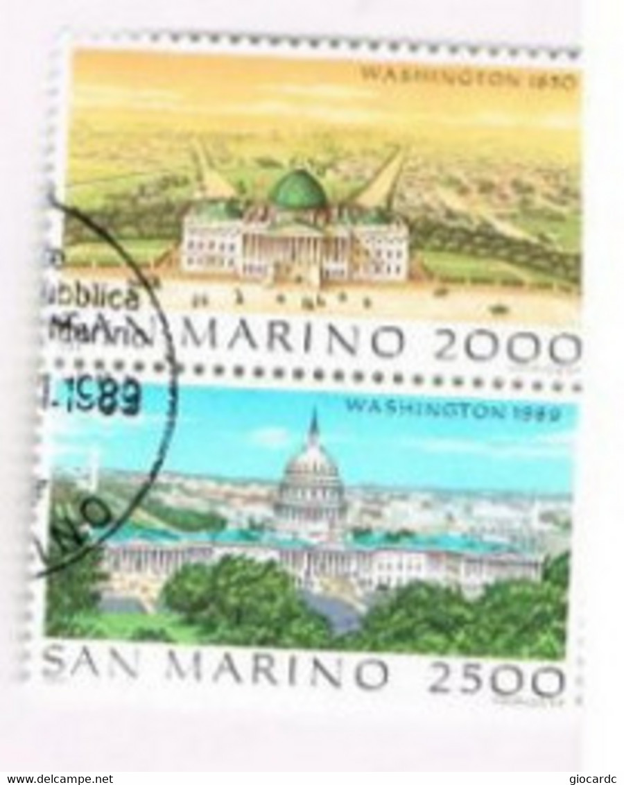 SAN MARINO - UN  1268.1269 - 1989 WORLD STAMP EXPO '89 (COMPLET SET OF 2 SE-TENANT)   - USED° - Used Stamps