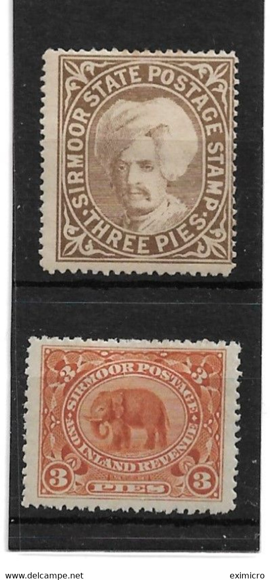 INDIA - SIRMOOR 1896 3p BROWN, 1894 3p SG 5a, 22 MOUNTED MINT Cat £8.40 - Sirmur