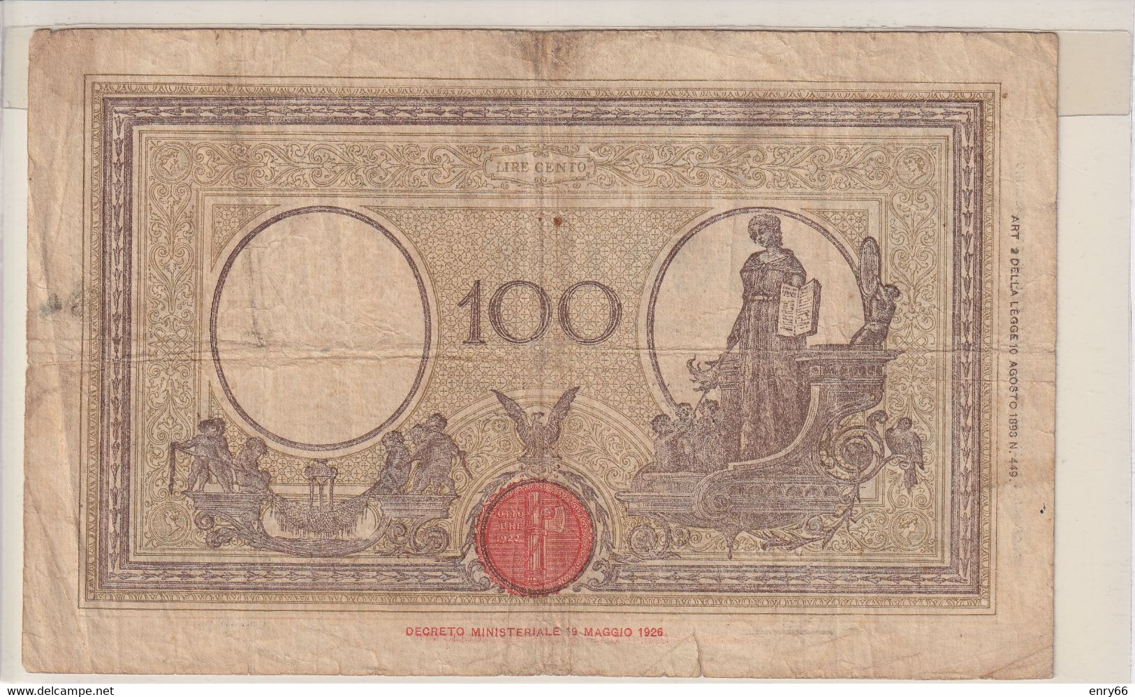 ITALIA 100 LIRE 09-12-1942 CAT. N° 21A - 100 Liras