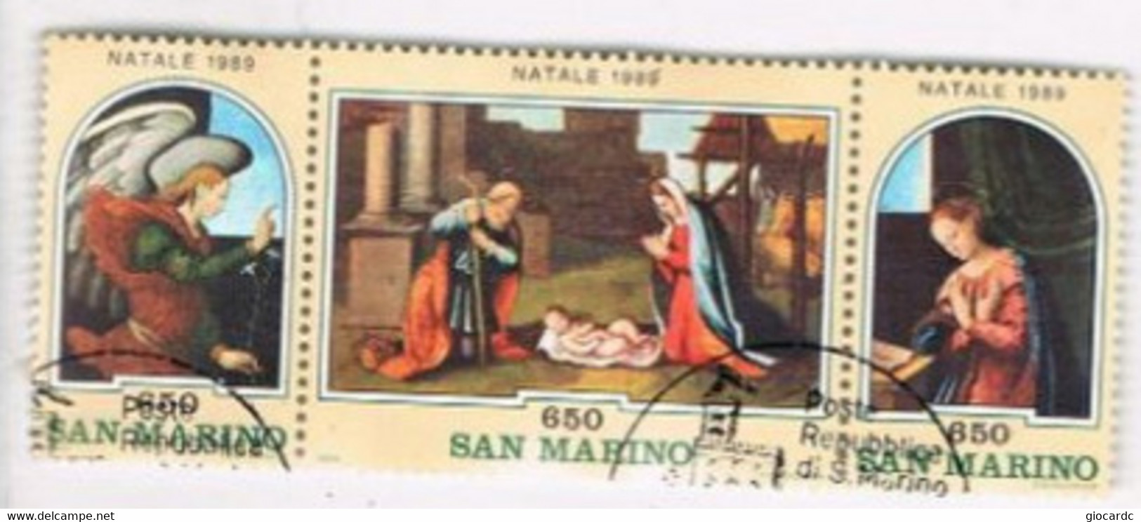 SAN MARINO - UN  1270.1272 - 1989 NATALE  (COMPLET SET OF 3 SE-TENANT)   - USED° - Used Stamps