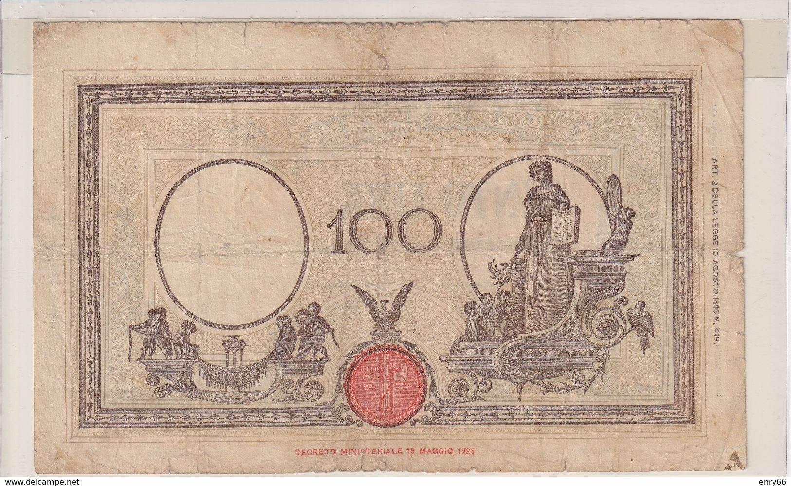 ITALIA 100 LIRE 09-12-1942 CAT. N° 21A - 100 Lire