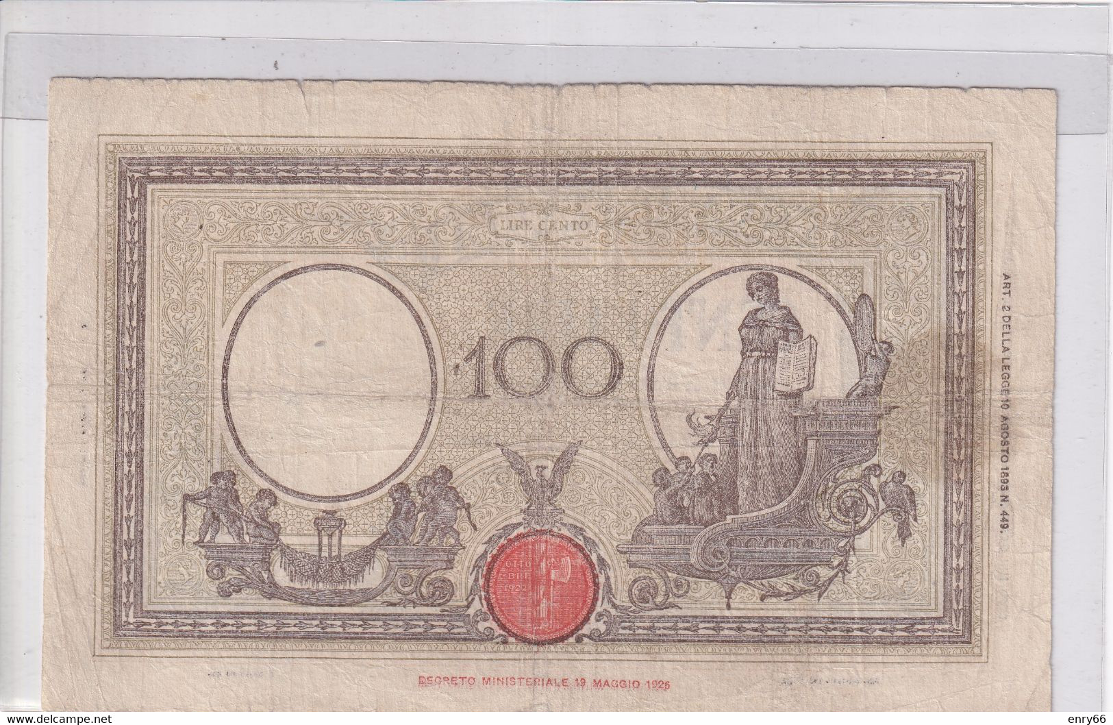 ITALIA 100 LIRE 09-12-1942 CAT. N° 21A - 100 Lire