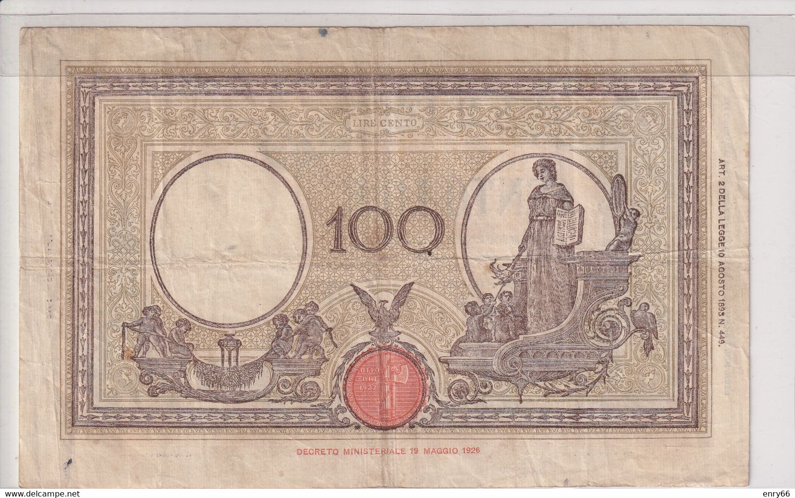 ITALIA 100 LIRE 09-12-1942 CAT. N° 21A - 100 Liras