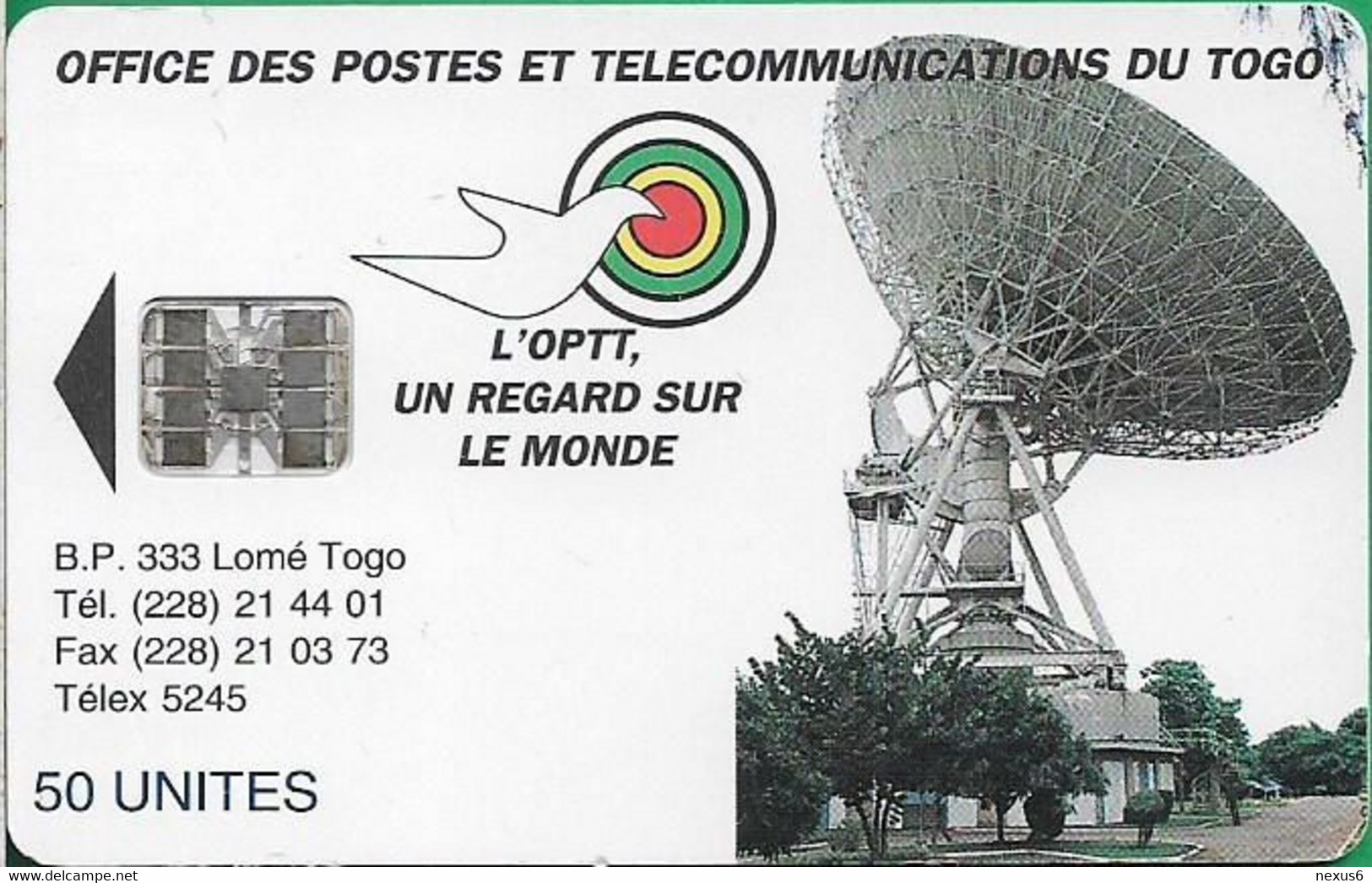 Togo - OPTT (Chip) - Earth Station - SC7, No Schlumberger Logo, Cn. 8 Digits, 1995, 50Units, Used - Togo