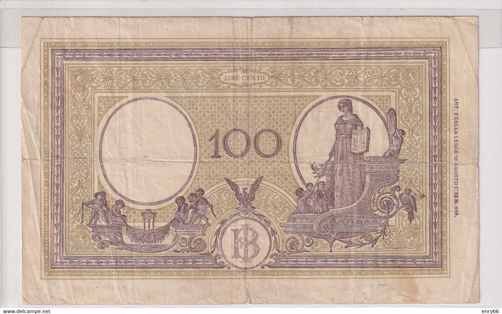 ITALIA 100 LIRE 23-08-1943 CAT. N° 22A - 100 Lire