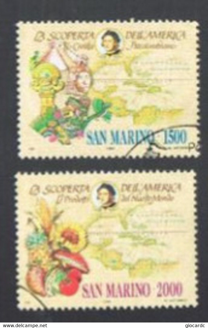 SAN MARINO - UN  1300.1301 - 1990 VIAGGIO DI C. COLOMBO    (COMPLET SET OF 2)   - USED° - Gebraucht