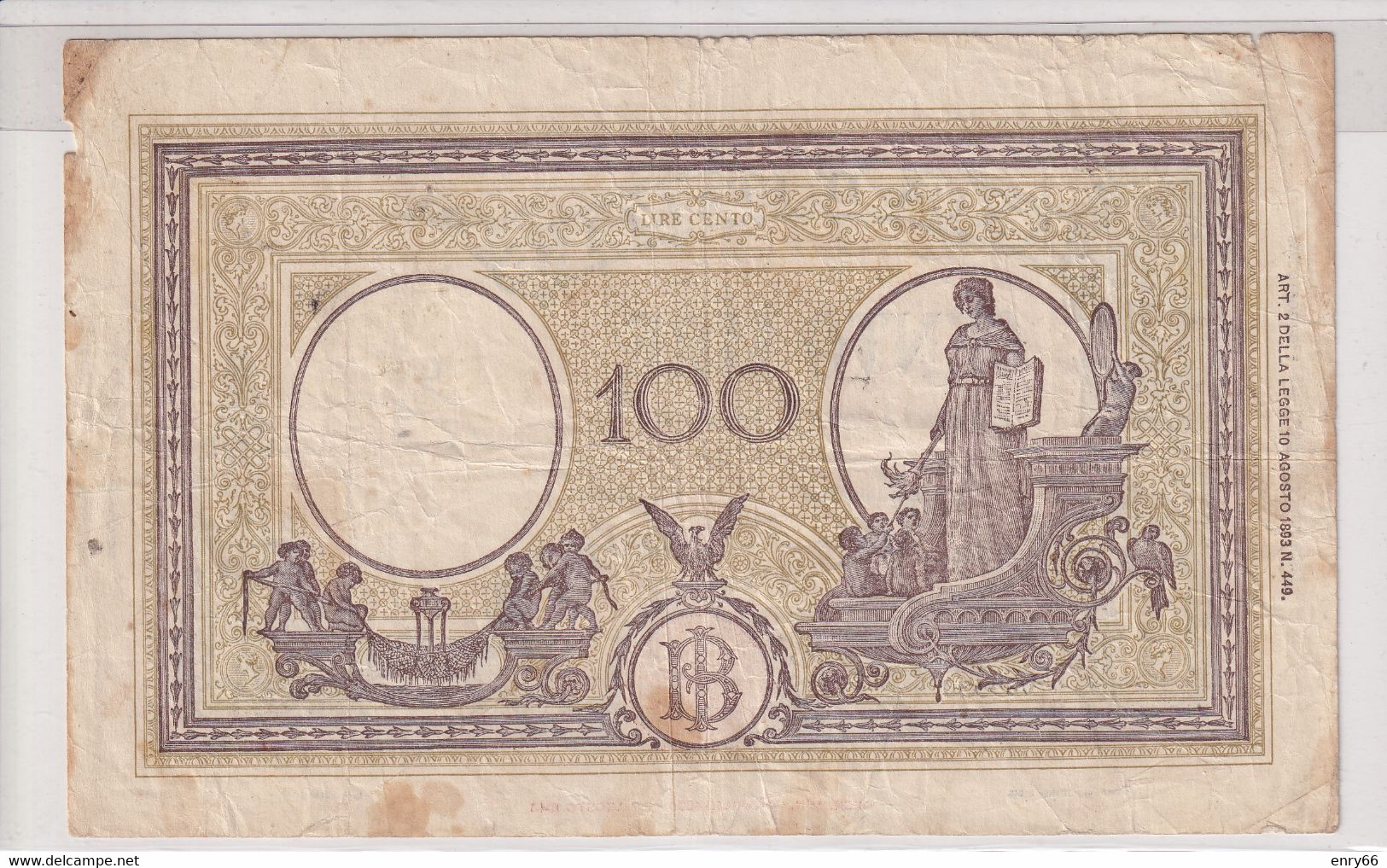 ITALIA 100 LIRE 23-08-1943 CAT. N° 22A - 100 Liras