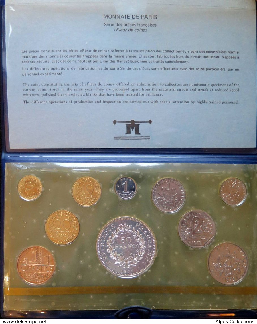 F5000.30 - COFFRET FLEURS DE COINS - 1979 - 1 Centime à 50 Francs - BU, BE & Münzkassetten