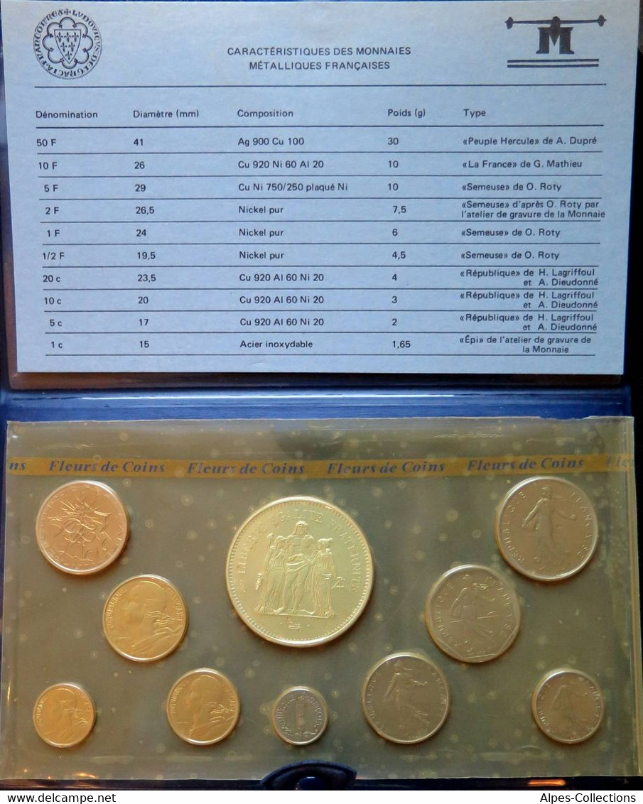 F5000.30 - COFFRET FLEURS DE COINS - 1979 - 1 Centime à 50 Francs - BU, BE & Münzkassetten