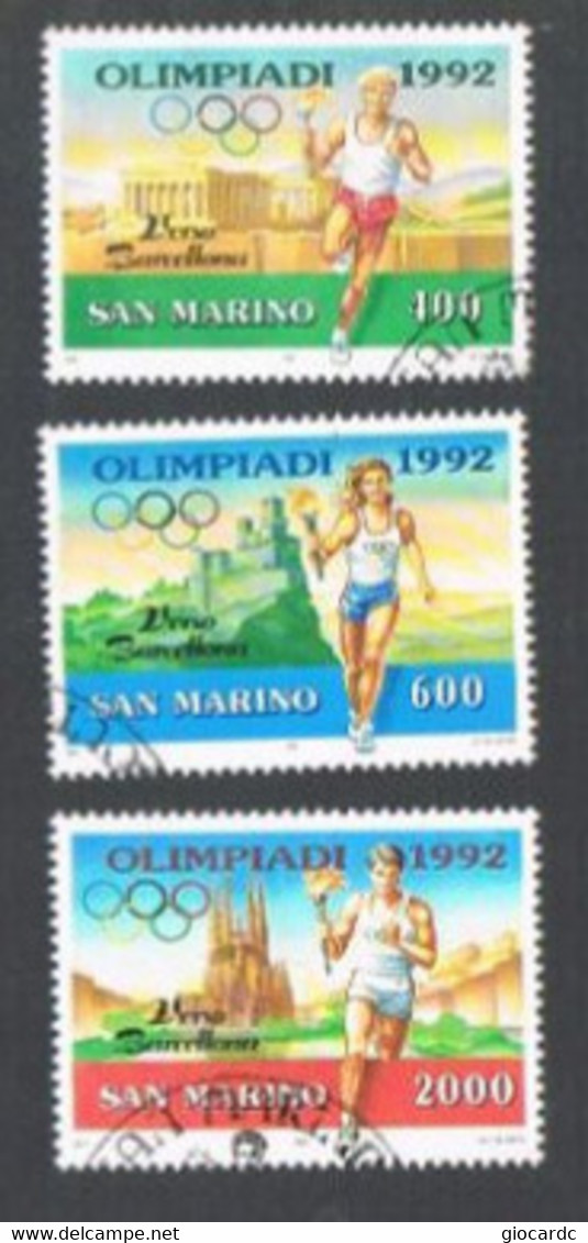 SAN MARINO - UN  1318.1320 - 1991 PREOLIMPICA: VERSO BARCELLONA     (COMPLET SET OF 3 )   - USED° - Gebraucht
