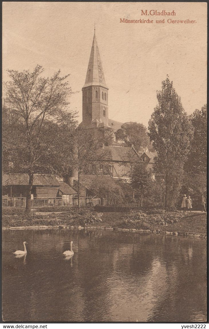 Allemagne 1915. Carte Postales De Franchise Militaire, Cygnes De Mönchengladbach, Münsterkirche Et Geroweiher - Cygnes