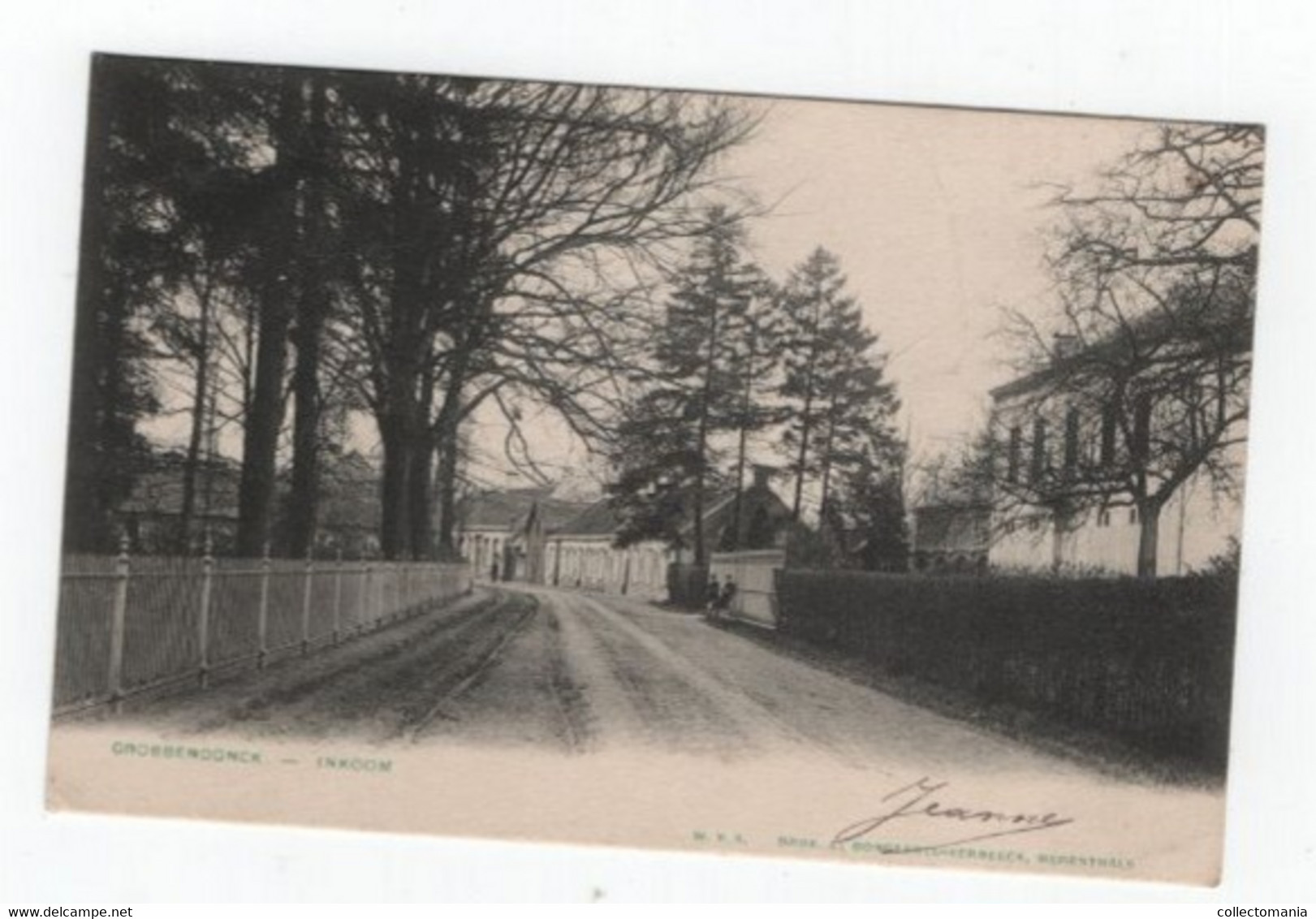 1 Oude Postkaart Grobbendonck   Grobbendonk  Inkom Dorp  Drukker Bongaerts - Grobbendonk