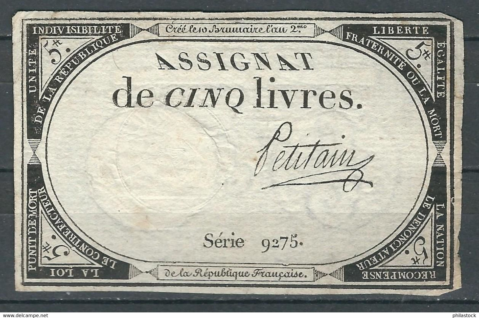 FRANCE 1793 Assignat De 15 Livres - ...-1889 Circulated During XIXth