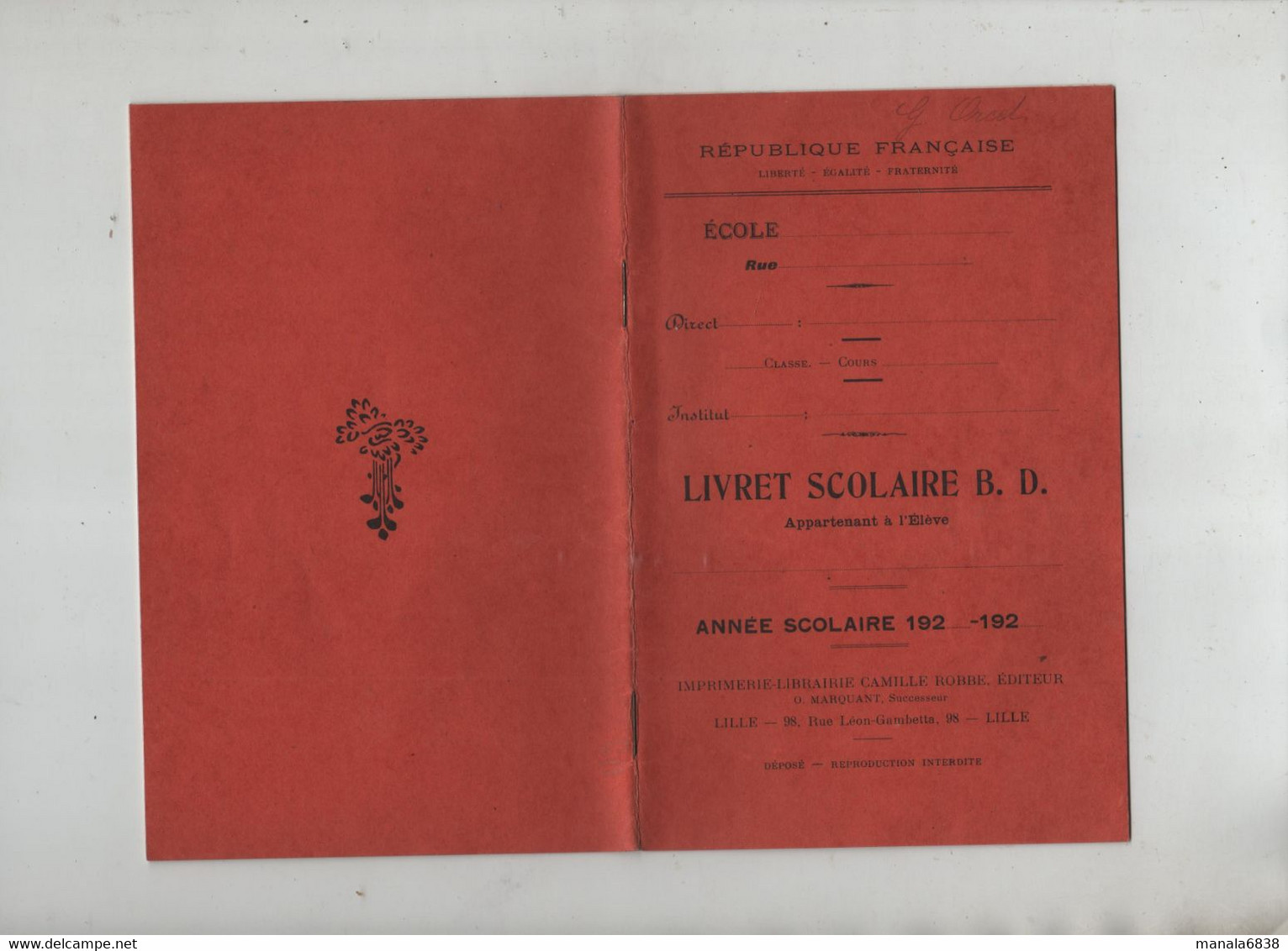 Livret Scolaire Orcel Orcet Gisèle 1929  Institutrice Loonis Villefranche Sur Saône - Diploma & School Reports