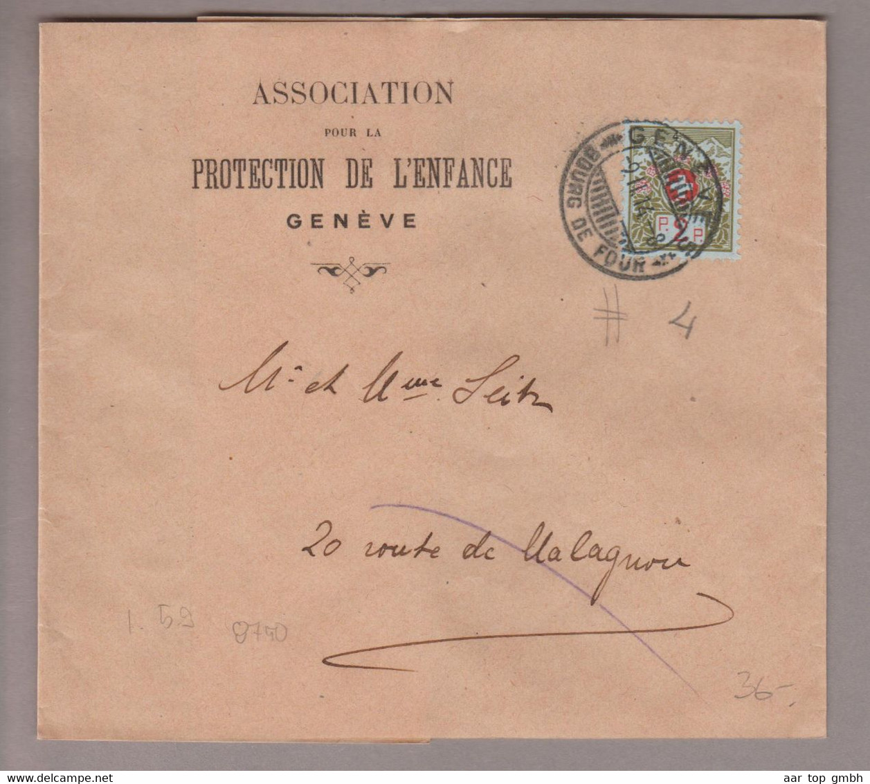 CH Portofreiheit Zu#2A 2Rp. Kl#4 Auf Streifband 1914-02-02 Genève5 "Protection De L'enfance" - Portofreiheit