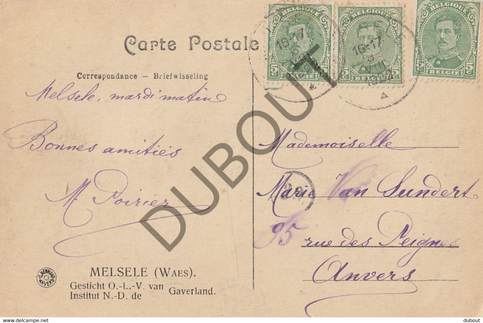 Postkaarte/Carte Postale - MELSELE - Instituut ND De Gaverland (C2756) - Beveren-Waas
