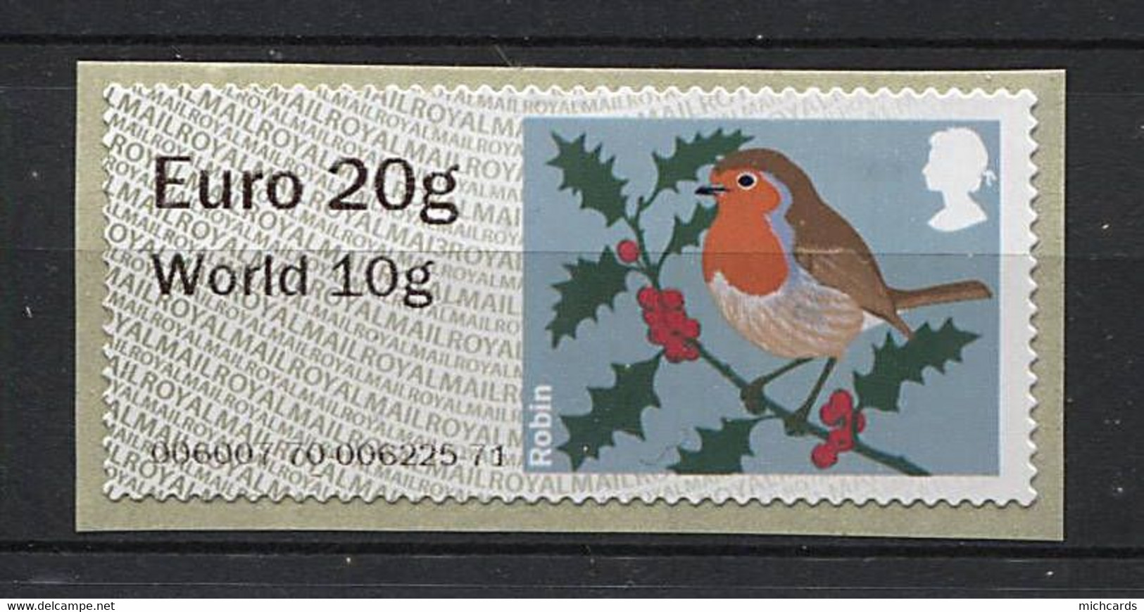 206 GRANDE BRETAGNE 2012 - Distributeur Adhesif ATM Euro 20g - Oiseau - Neuf ** (MNH) Sans Charniere - Post & Go Stamps