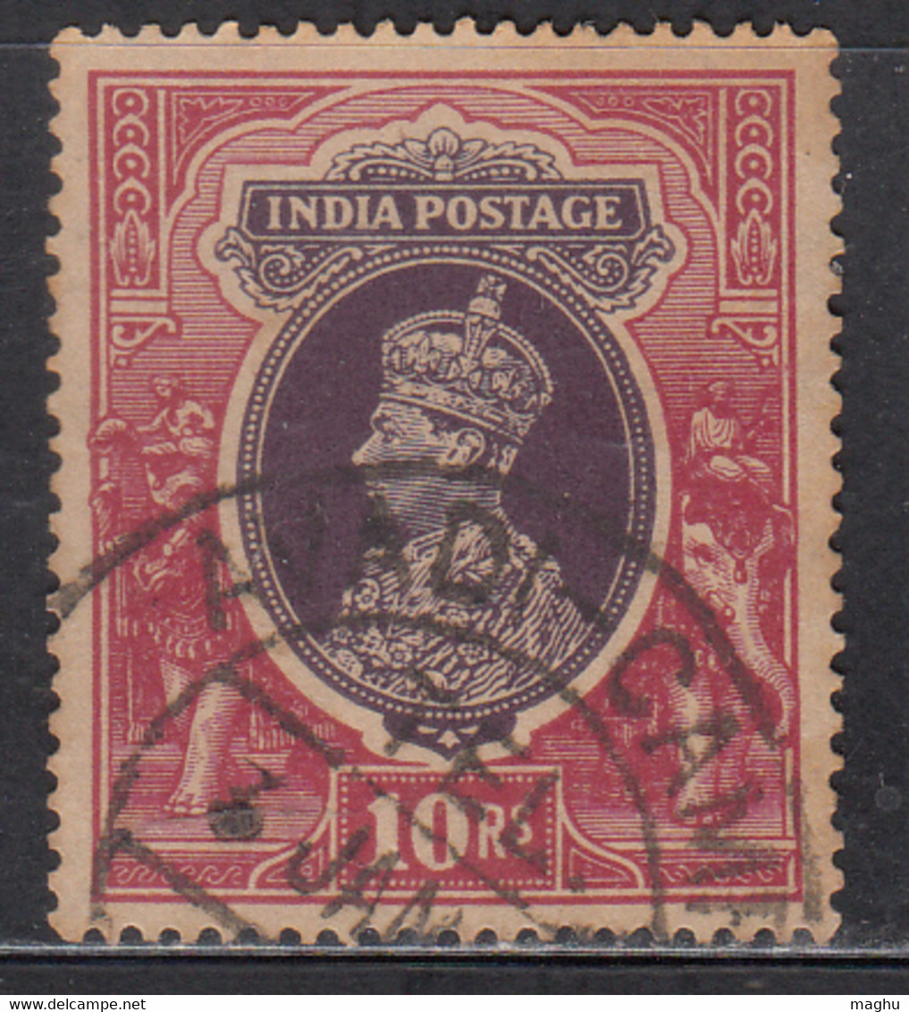 AVADI CAMP Pmk On 10r High Value KGVI British India Used, Military Service Usage , Elephant, - Military Service Stamp