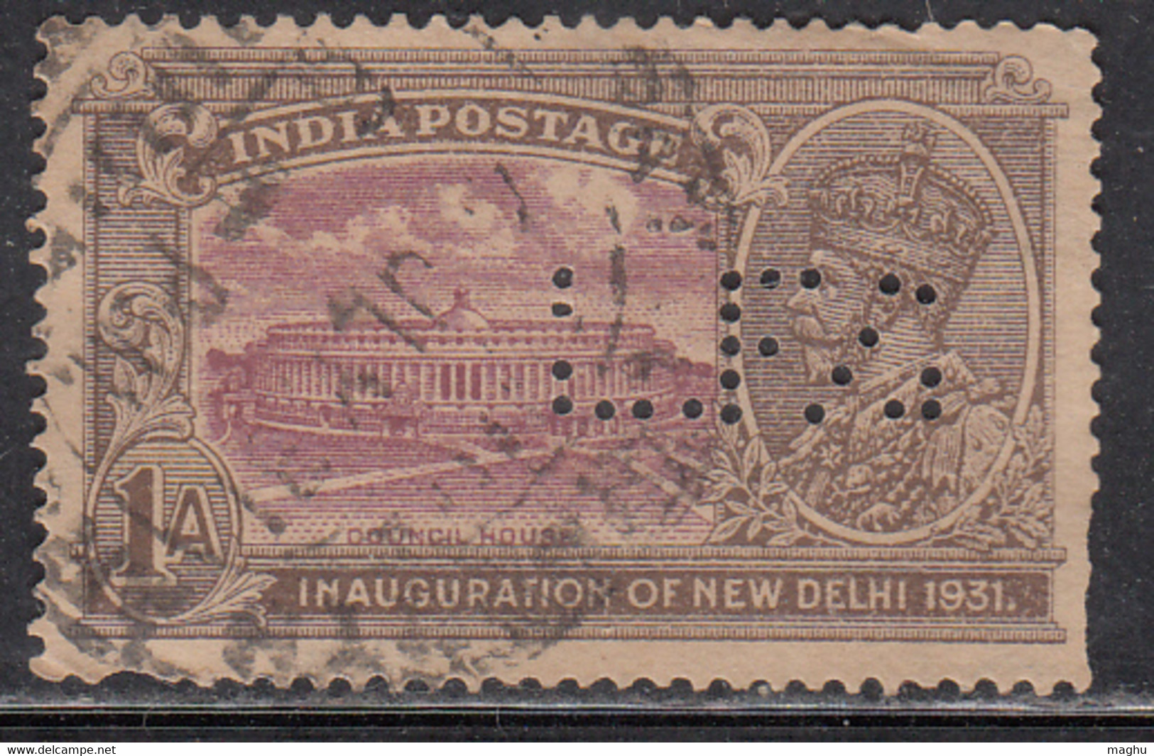 Perfin / Perfins  On 1a British India Used 1931 Inauguration - Perforés
