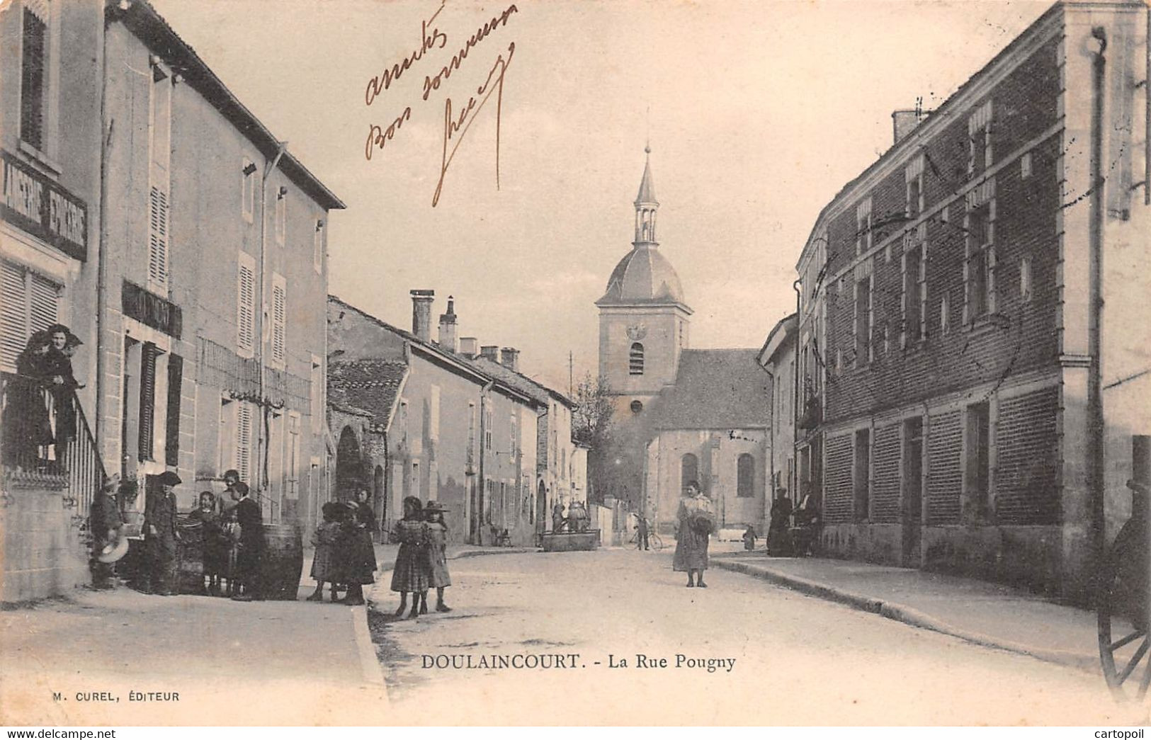 52 - DOULAINCOURT - Sublime Cliché Animé De La Rue Pougny - Fontaine - Eglise - Doulaincourt