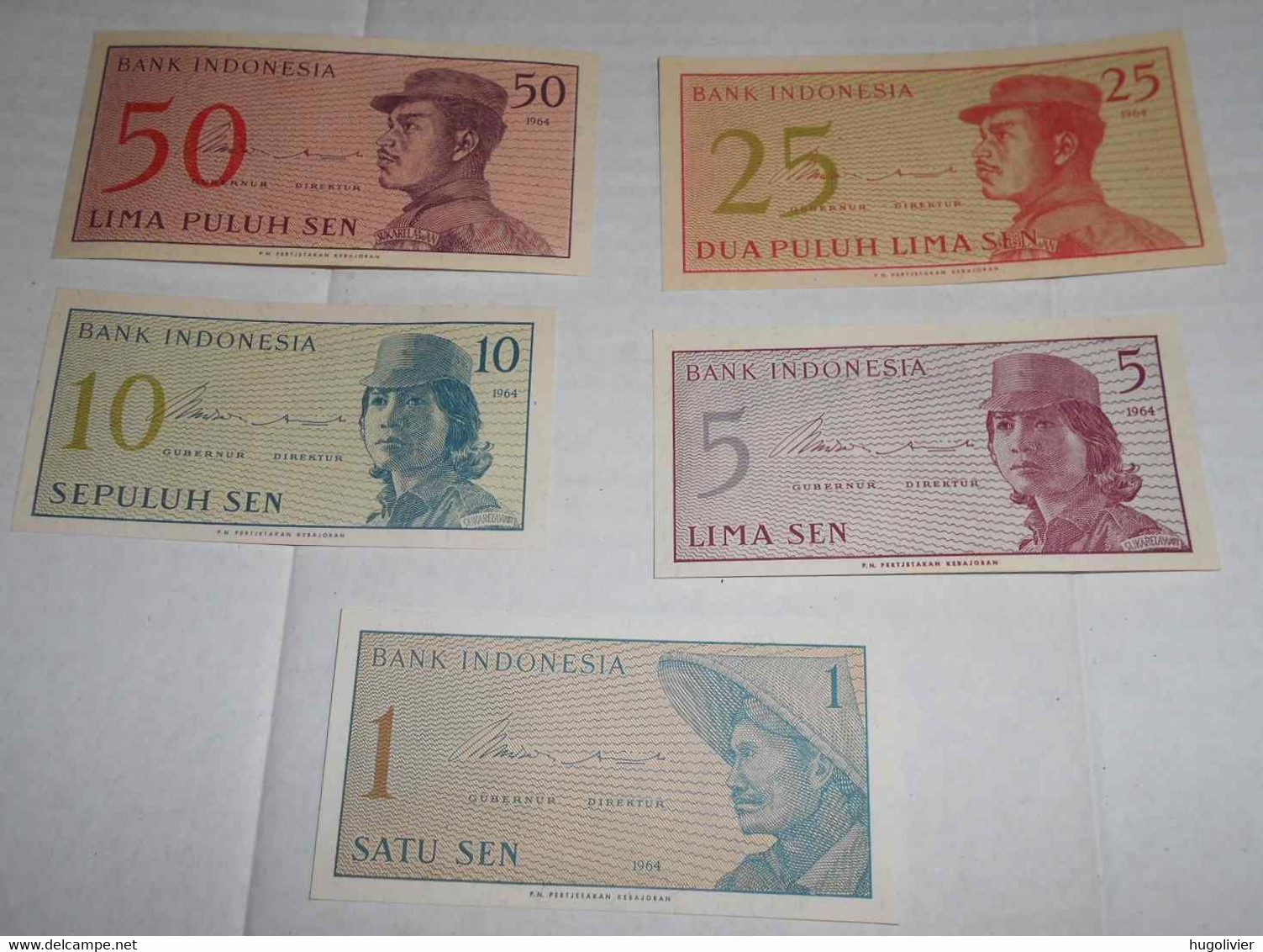 1964 Lot De 5 Bank Indonesia 1 5 10 25 50 Sen - Indonésie