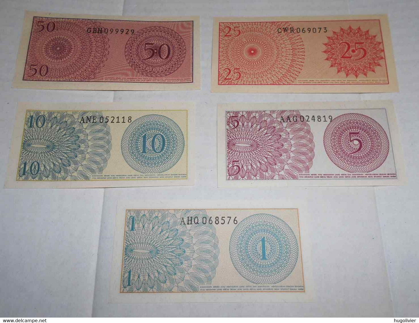 1964 Lot De 5 Bank Indonesia 1 5 10 25 50 Sen - Indonésie