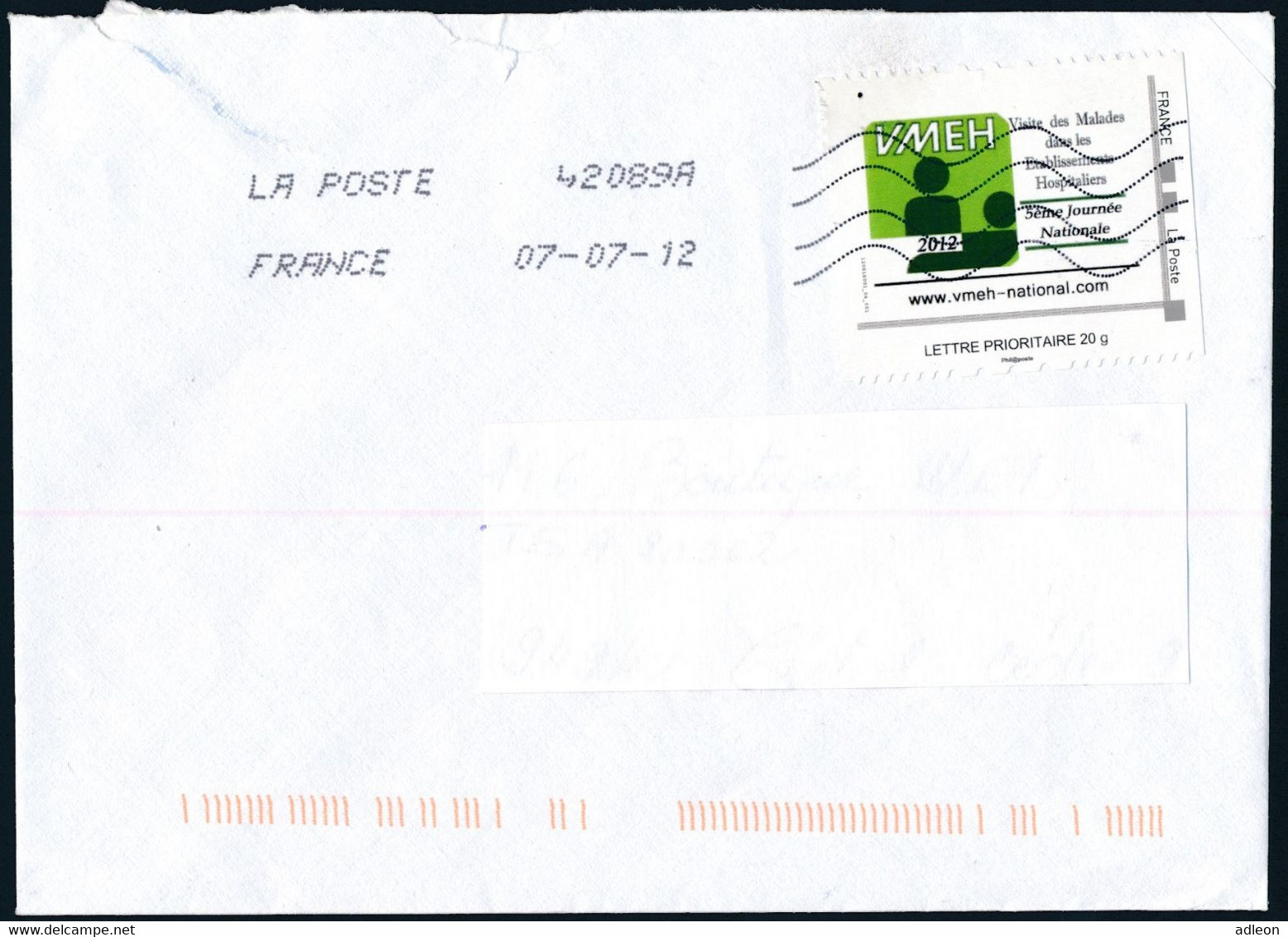 France-IDTimbres - Visite Des Malades Dans Les Etablissements Hospitaliers - YT IDT 7 Sur Lettre Du 07-07-2012 - Lettres & Documents