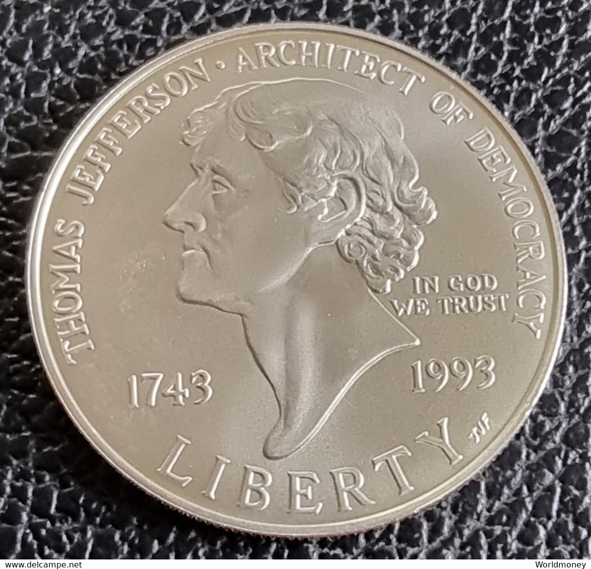 United States 1 Dollar 1993 "Thomas Jefferson's 250th Birthday" Silver - Verzamelingen