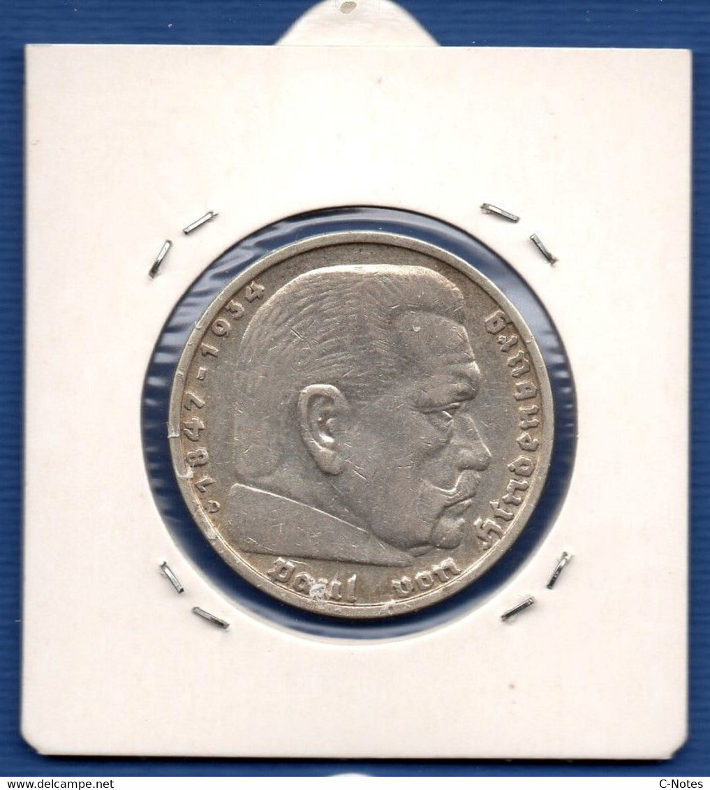 GERMANY - 5 Reichsmark 1935 D -  See Photos - SILVER - Km 86 - 5 Reichsmark